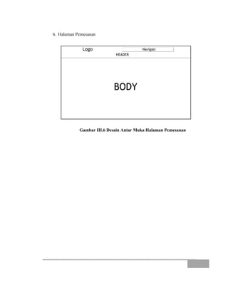 6. Halaman Pemesanan
Gambar III.6 Desain Antar Muka Halaman Pemesanan
 