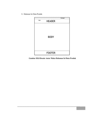 8. Halaman Isi Data Produk
Gambar III.8 Desain Antar Muka Halaman Isi Data Produk
 