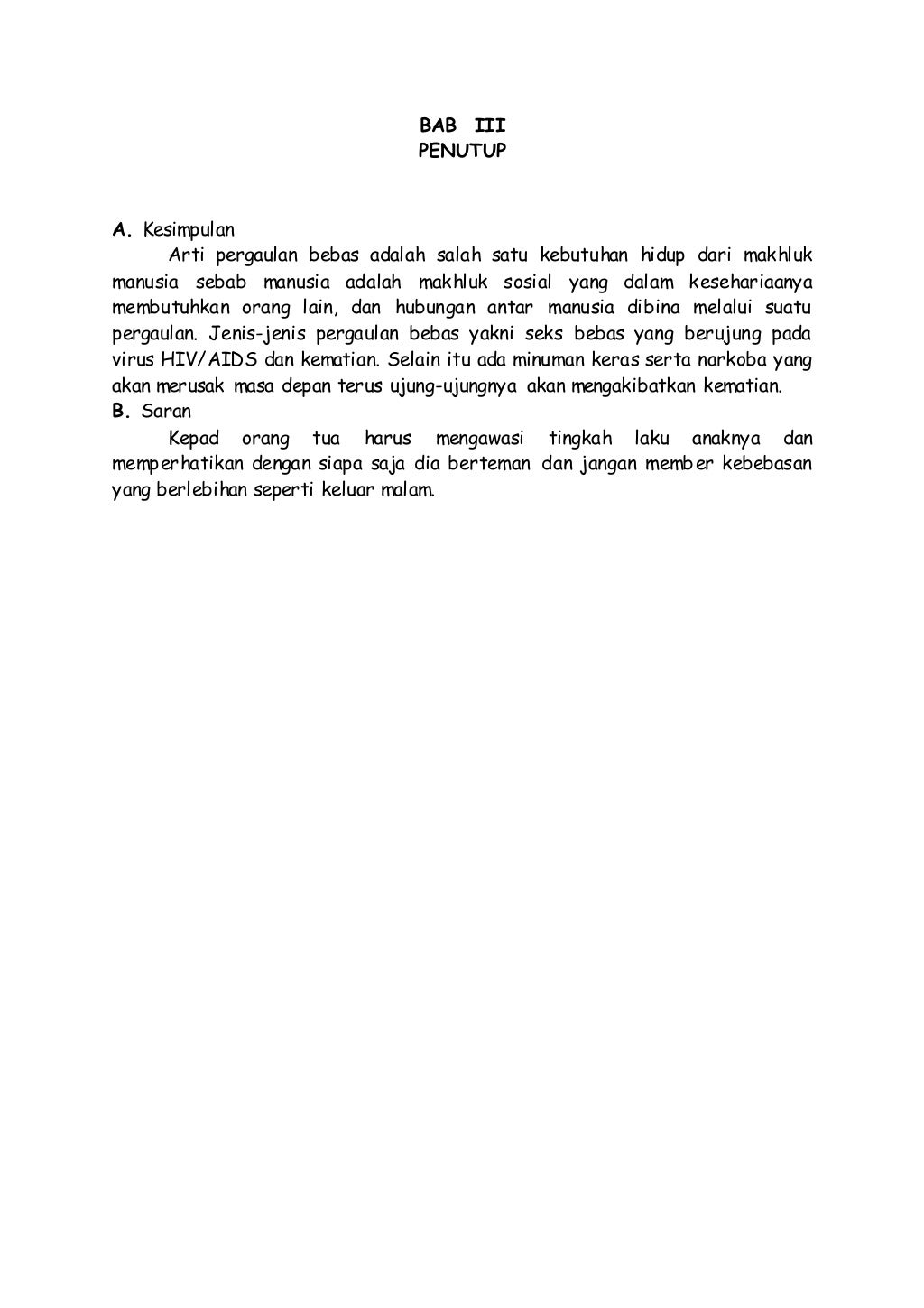 Makalah pergaulan bebas Makalah pergaulan bebas