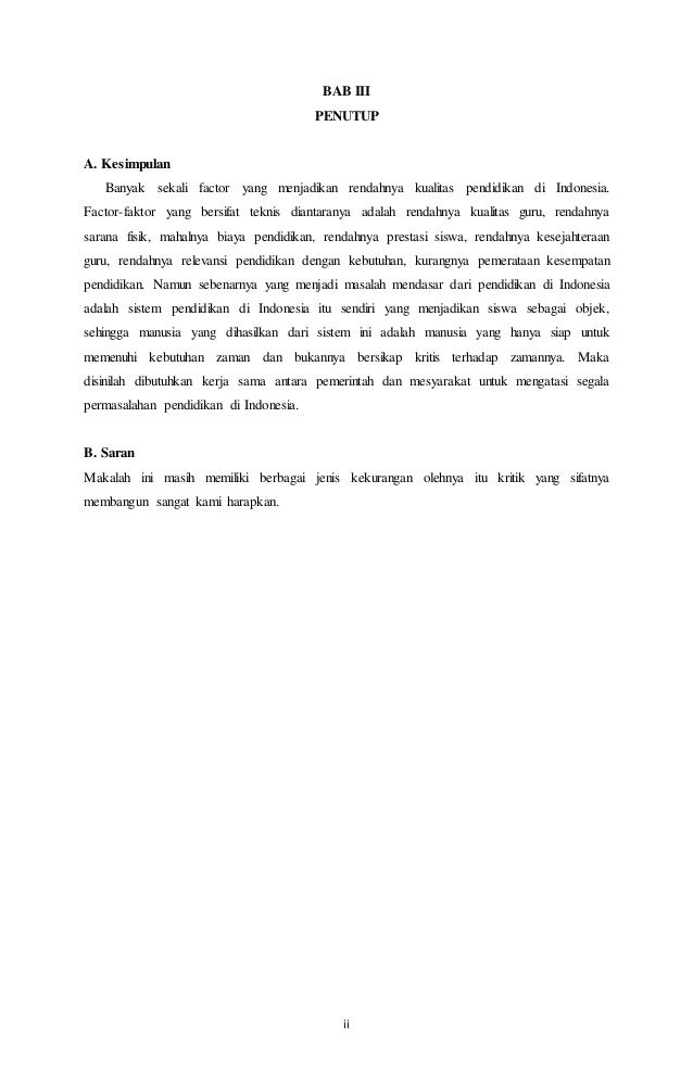 Makalah Permasalahan Pendidikan Di Indonesia Dan Solusinya