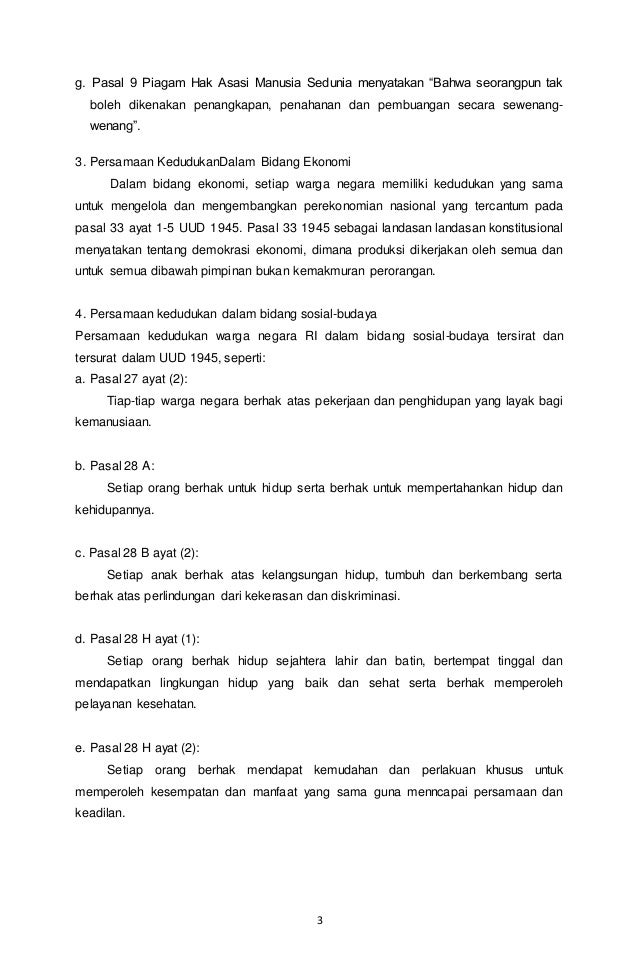 Makalah Persamaan Kedudukan Warga Negara Dalam Kehidupan Bermasyarakat