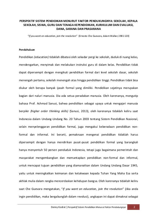 Perspektif Sistem Pendidikan Menurut Faktor Pendukung