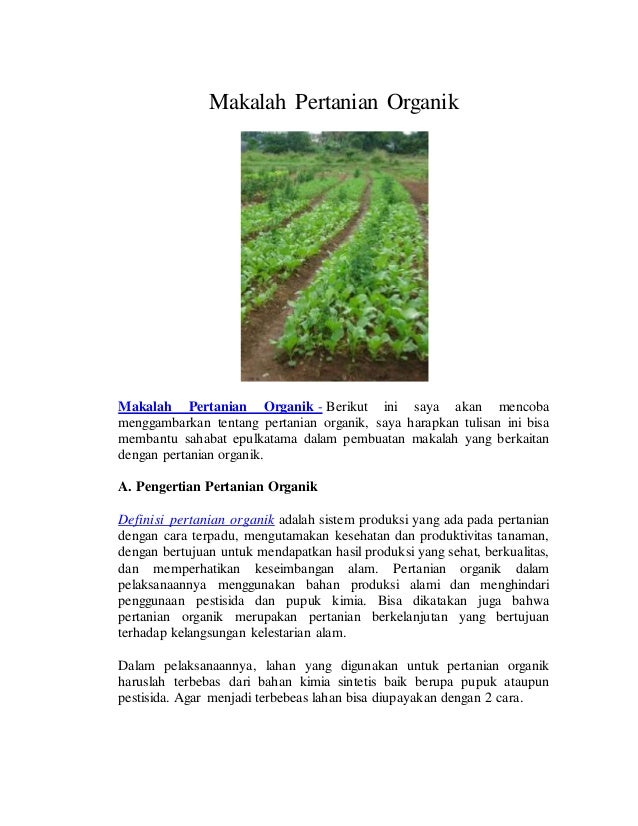 Makalah pertanian organik Makalah pertanian organik