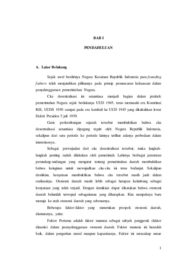 Latar Belakang Dari Pelaksanaan Otonomi Daerah Di Indonesia Adalah