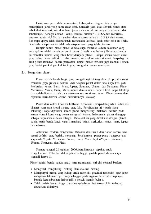 Makalah Astronomi tentang dalam Tata surya