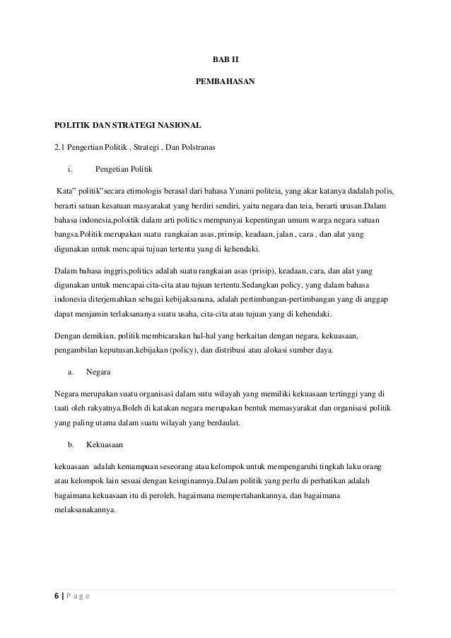 Contoh Makalah Politik Dan Strategi Nasional
