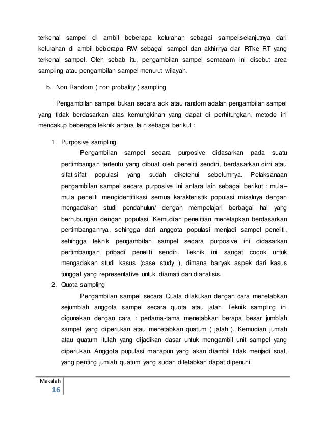 Makalah populasi, teknik pengambilan sampel dan besar sampel