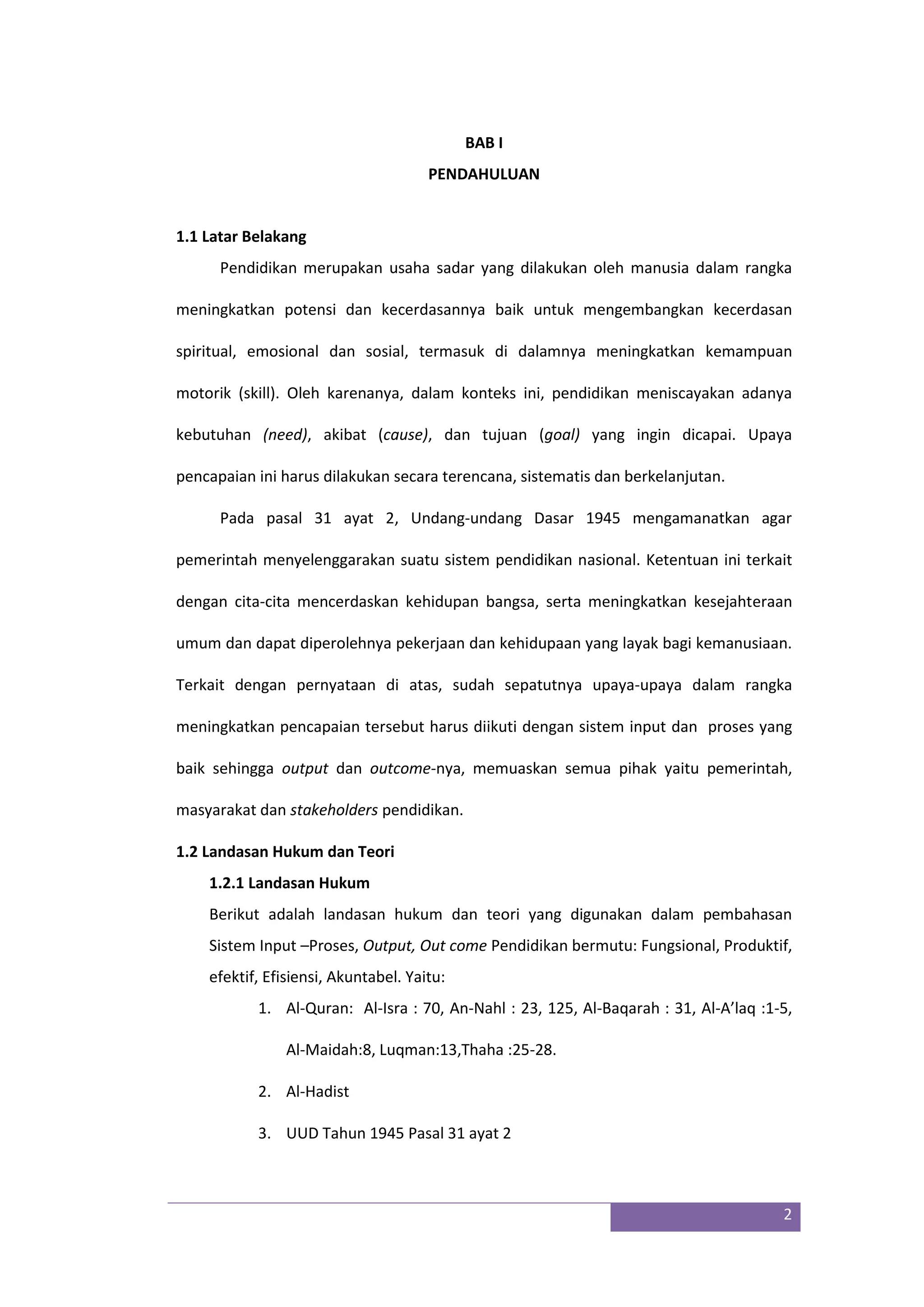 SIstem input-proses-output-outcome pendidikan bermutu | DOCX