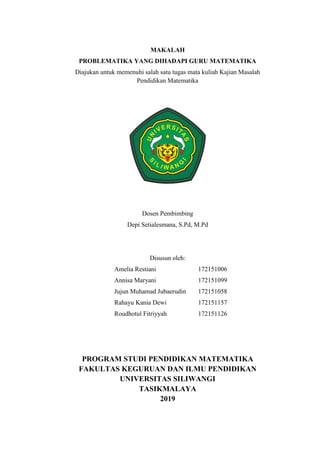 Problem Yang Dihadapi Problematika yang Dihadapi Guru Matematika | PDF
