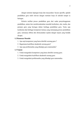 Problem Yang Dihadapi Problematika yang Dihadapi Guru Matematika | PDF