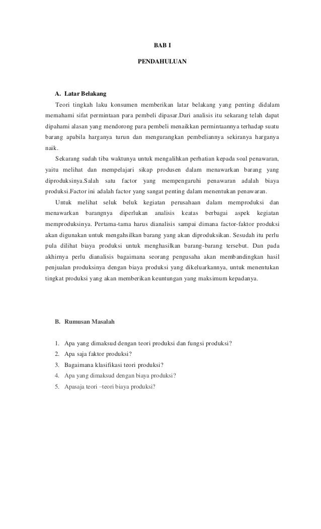 Contoh Makalah Teori Produksi Dan Estimasi