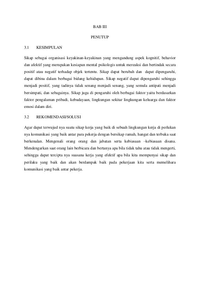 Makalah Psikologi Industri Sikap Kerja