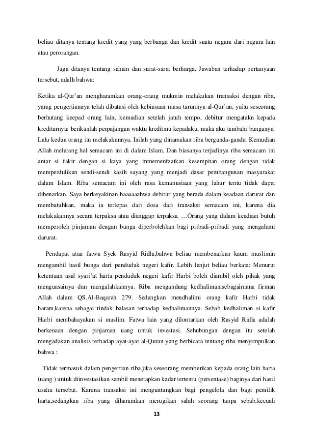 Makalah Perbedaan Riba Dengan Bunga Bank