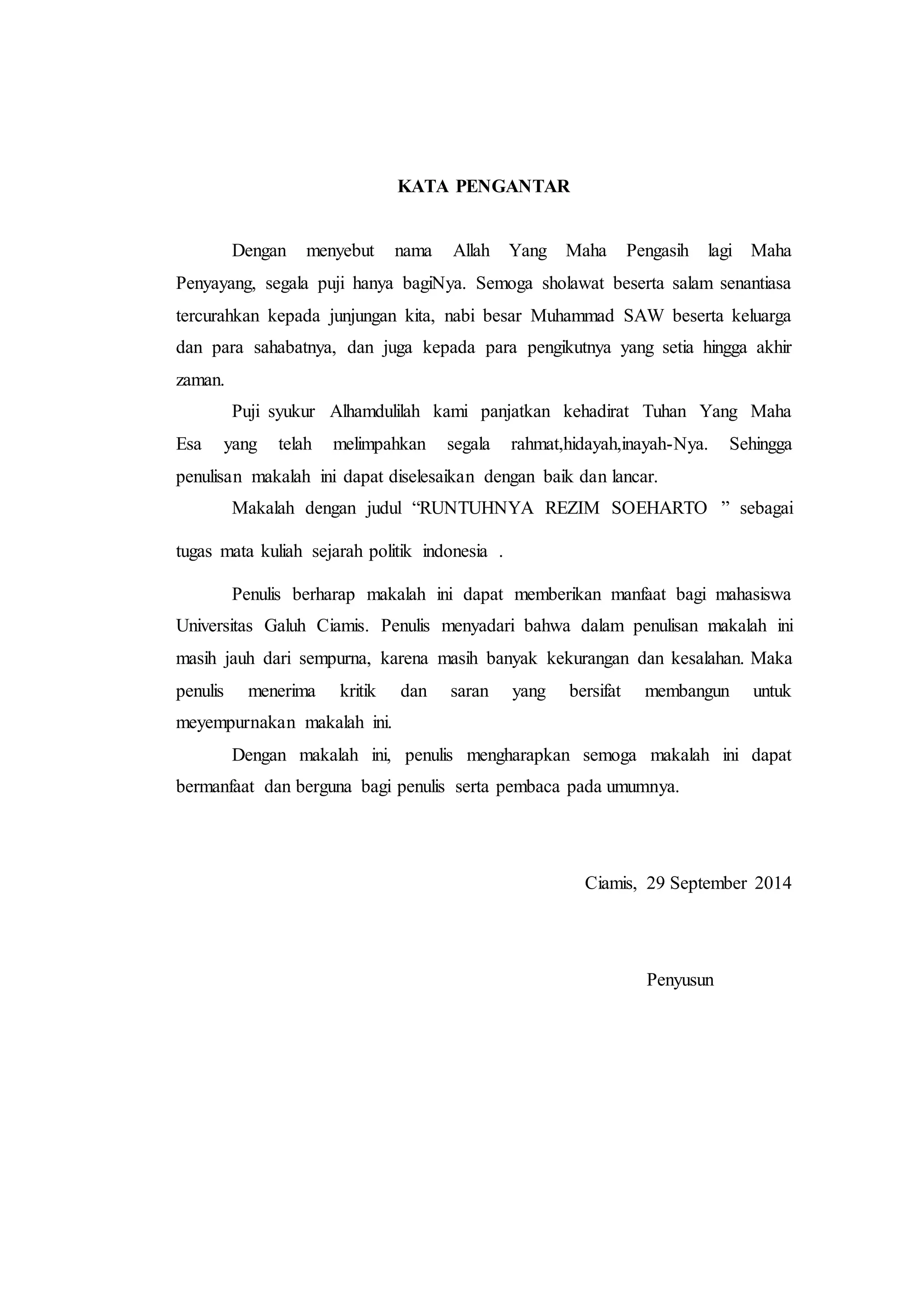 Makalah Runtuhnya Rezim Soeharto PDF