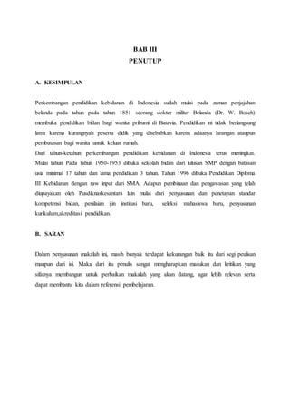 Makalah sejarah perkembangan kebidanan di indonesia  PDF