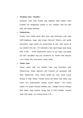 Makalah sejarah sistem operasi linux | DOCX