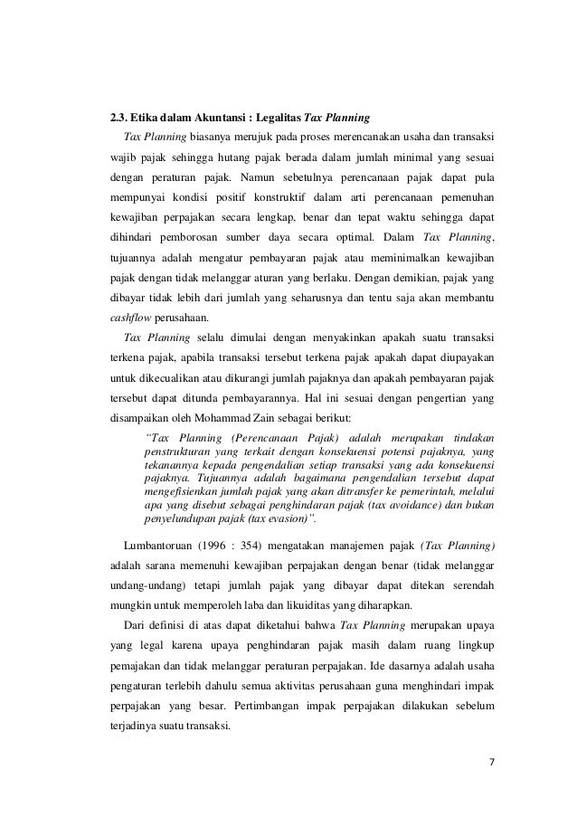 Makalah seminar akuntansi dan perpajakan tax planning 