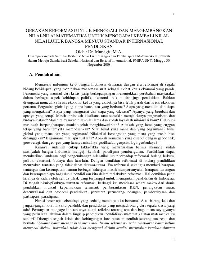 Makalah Seminar Jurdik Matematika Marsigit 1