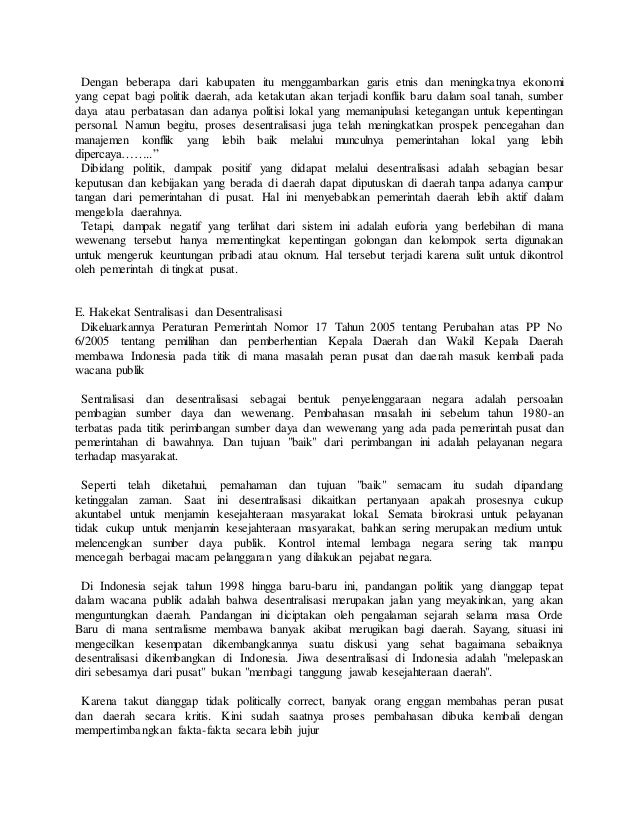 Makalah sentralisasi dan desentralisasi
