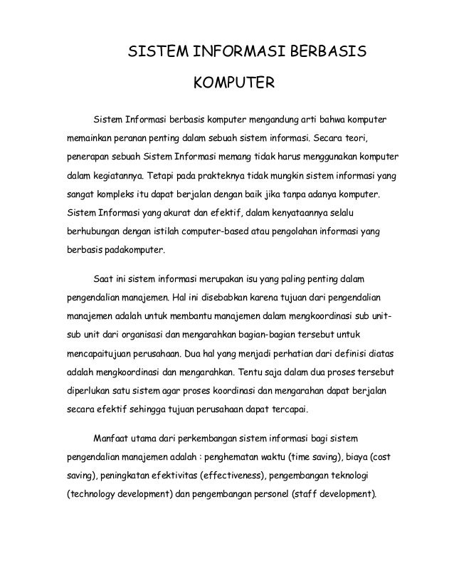 Sistem Informasi Manajemen Berbasis Komputer