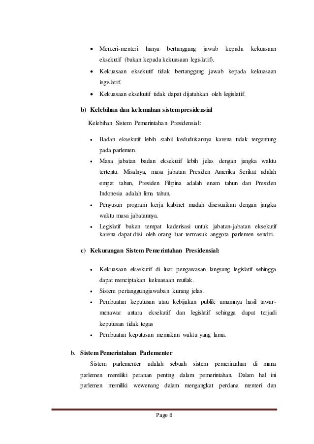 Makalah Sistem Pemerintahan Presidensial Dan Parlementer