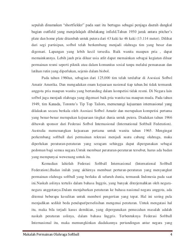 Makalah Olahraga Permainan Softball