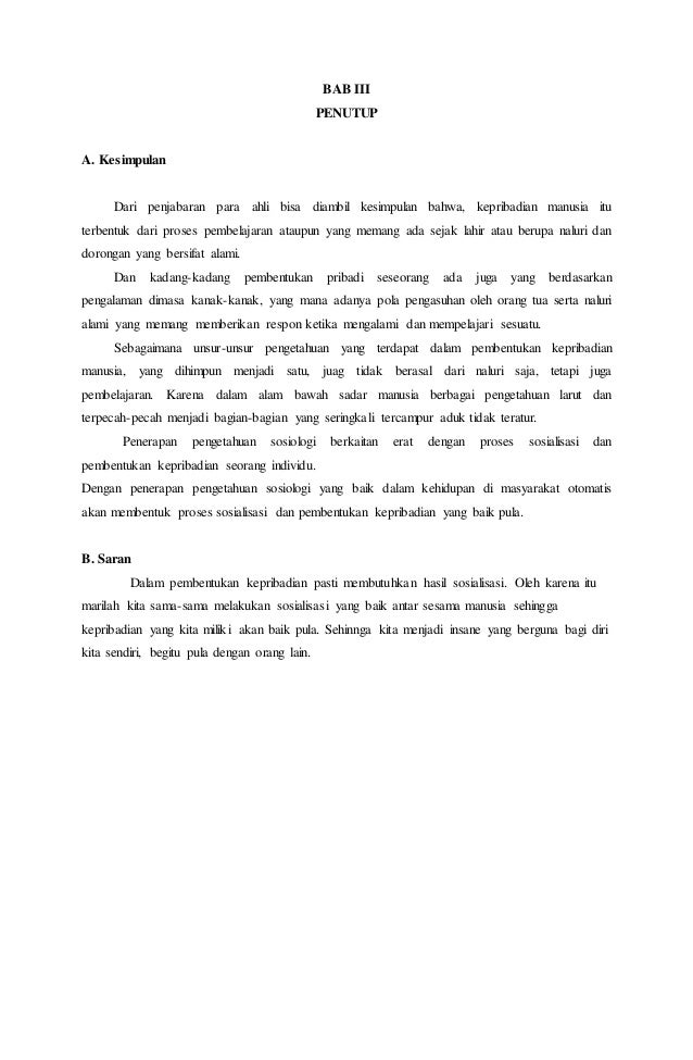 Contoh Kata Penutup Makalah Kepribadian - Asik Belajar