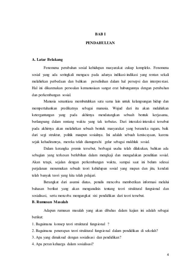 Pendekatan Struktural Fungsional Dan Sosialisasi Makalah Sosiologi P