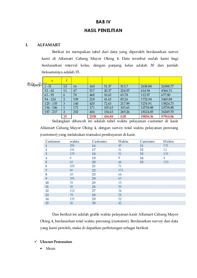 Makalah statistika Perbandingan Waktu Pelayanan Kasir