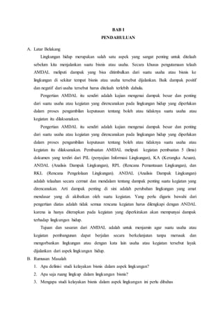 Latar belakang studi kelayakan bisnis
