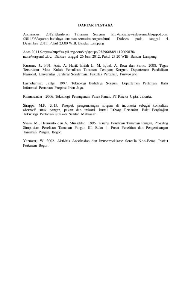 Makalah Tanaman Satu Musim Sorgum