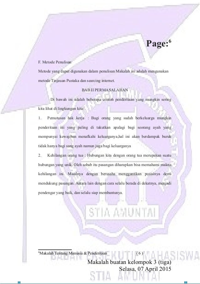 Makalah tentang manusia & penderitaan