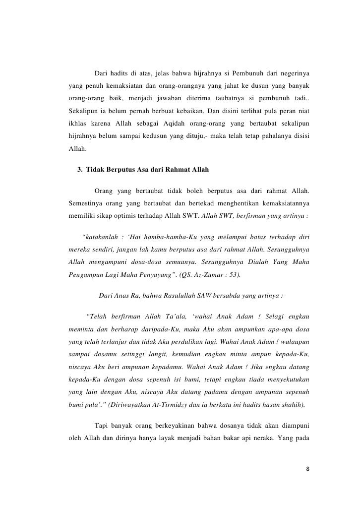 Hadits Tentang Taubat Nasuha Sumber Ilmu