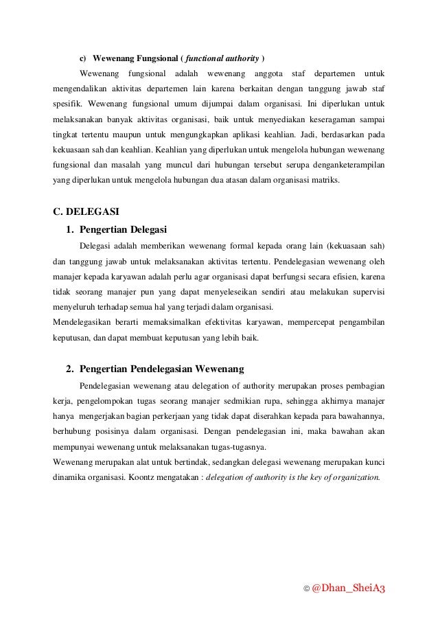 Makalah tentang wewenang, delegasi dan desentralisasi