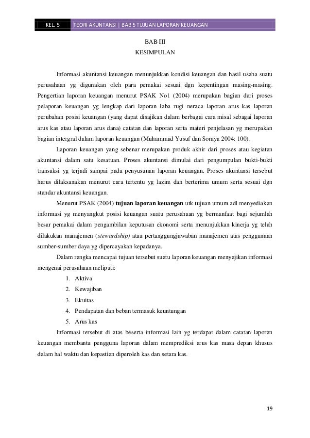 Makalah Teori Akuntansi Bab 5 Tujuan Laporan Keuangan Kel 5 Jiantar