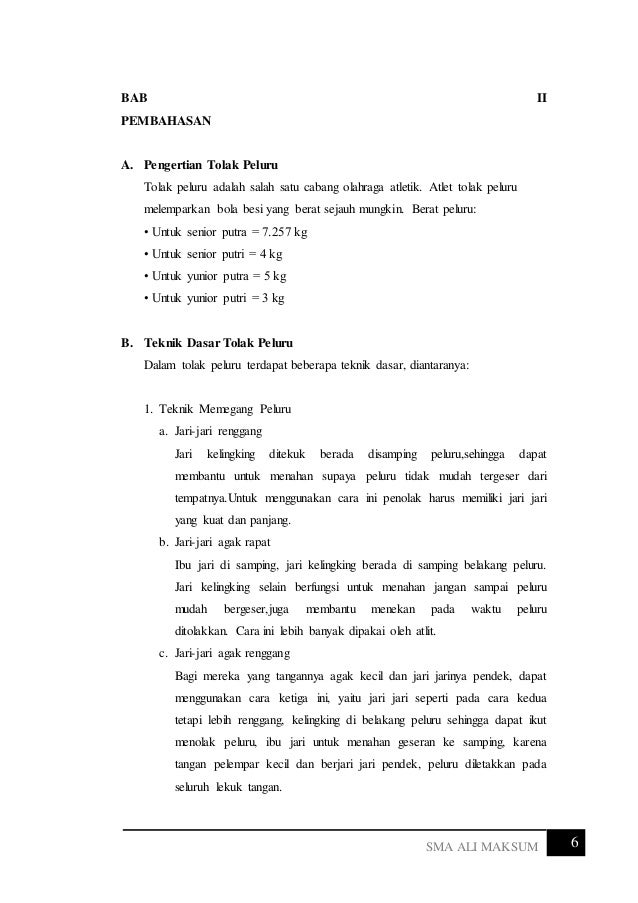 Makalah tolak peluru, mapel olahraga
