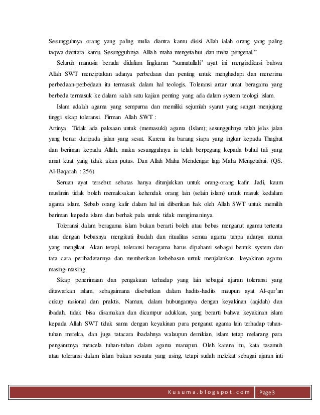 Makalah Toleransi Beragama