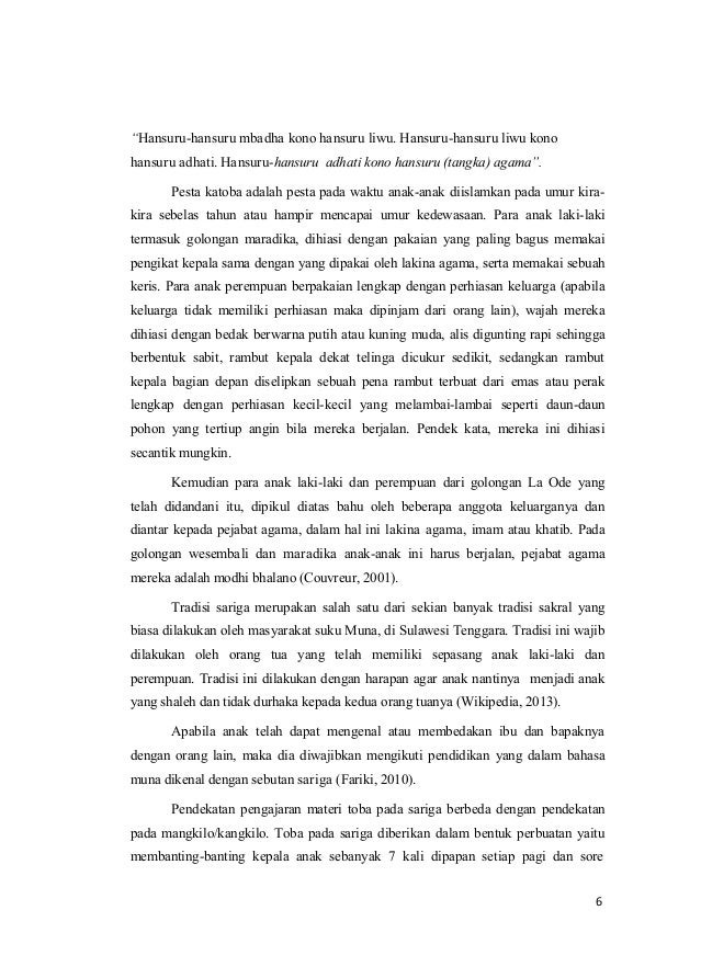 Makalah tradisi sariga kabupaten muna