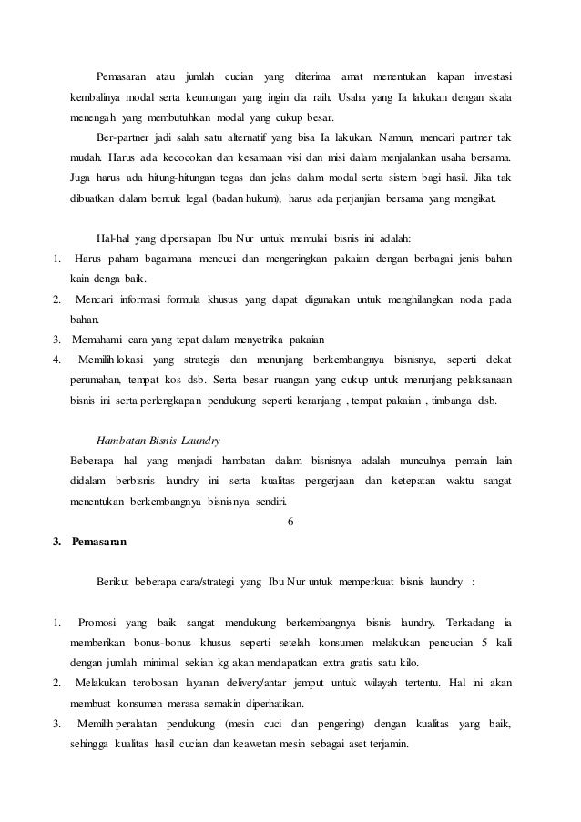 Hasil Laundry Bagi Sistem Usaha Hasil Laundry Bagi Sistem Usaha