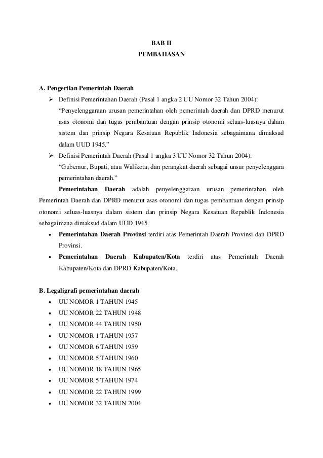 Wewenang Pemerintah Pusat Menurut Uu No 32 Tahun 2004