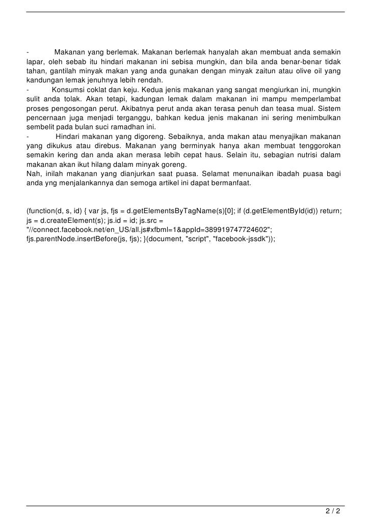 Makanan yang Dianjurkan Saat Puasa