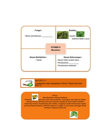 Fungsi :                                  Sumber :

- Bantu pembekuan __________                           bayam
         ...