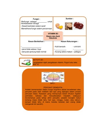 Fungsi :                                 Sumber :
-Berfungsi sebagai _________ untuk
membebaskan tenaga
- Kawal kesihatan ...