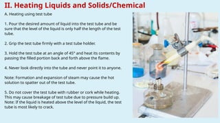 Common Laboratory Equipment and safety guildlines in handling and ...