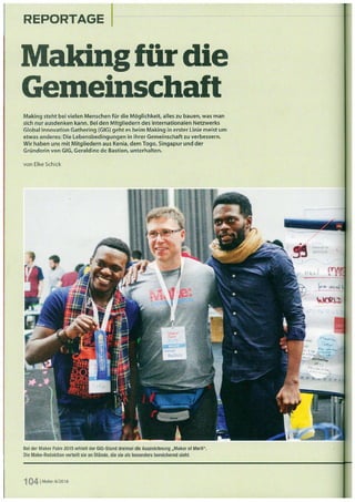 Global Innovation Gathering featured in Make Magazine Germany