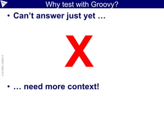 Range of testing scenarios
Simple
component
Unit
Testing
Multiple
Pieces
Your
lete
comp-
system
Integration
Testing
Acceptance
Testing
Test
System under test
 
