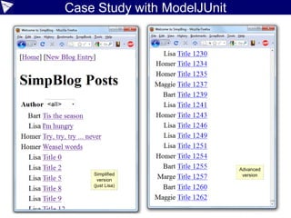 Case Study with Constraint Programming
// They never blog on the same day
m.allDifferent(*authors).post()
// Marge blogs only on a Saturday or Sunday
m.or(m.arithm(marge, "=", SAT), m.arithm(marge, "=", SUN)).post()
// Maggie blogs only on a Tuesday or Thursday
m.or(m.arithm(maggie, "=", TUE), m.arithm(maggie, "=", THU)).post()
// Lisa blogs only on a Monday, Wednesday or Friday
m.or(m.arithm(lisa, "=", MON), m.arithm(lisa, "=", WED), m.arithm(lisa, "=", FRI)).post()
// Bart blogs only on the day after Lisa
m.arithm(bart, "-", lisa, "=", 1).post()
// Homer only blogs if noone else blogged the previous
// day and doesn't allow anyone to blog the next day
m.and(m.distance(homer, marge, "!=", 1),
m.distance(homer, bart, "!=", 1),
m.distance(homer, maggie, "!=", 1),
m.distance(homer, lisa, "!=", 1)).post()
//…
 