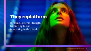 They replatform
Building Systems Strength
by moving to and
innovating in the cloud
8
Copyright © 2021 Accenture. All rights reserved.
 