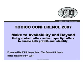 TTTTOOOOCCCCIIIICCCCOOOO 2222000000007777 CCCCoooonnnnffffeeeerrrreeeennnncccceeee 
TTTTOOOOCCCCIIIICCCCOOOO CCCCOOOONNNNF...