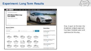 Experiment: Long Term Results
Due, in part, to this test, the
dropdown widget approach
has been iterated upon and
optimized to this day.
 